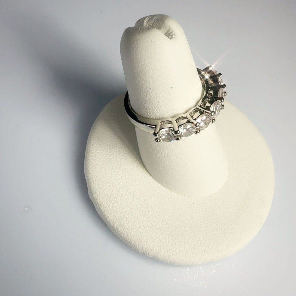 Cubic Zirconia Silver Tone Band Ring Size 10 - Picture 8 of 15